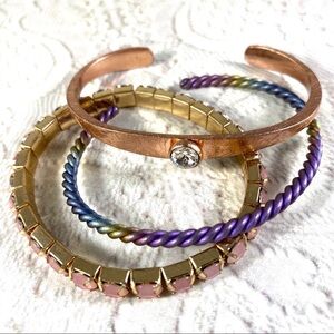 3 cool vintage bracelet lot. Metal, rhinestone etc
